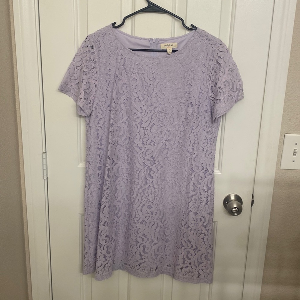 Perfect for Easter. Lace purple zip up dress